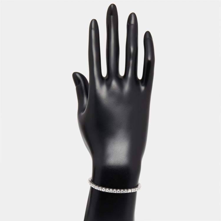 Pre Owned 4.8 cts Round Lab Grown Diamonds 18k White Gold Bracelet