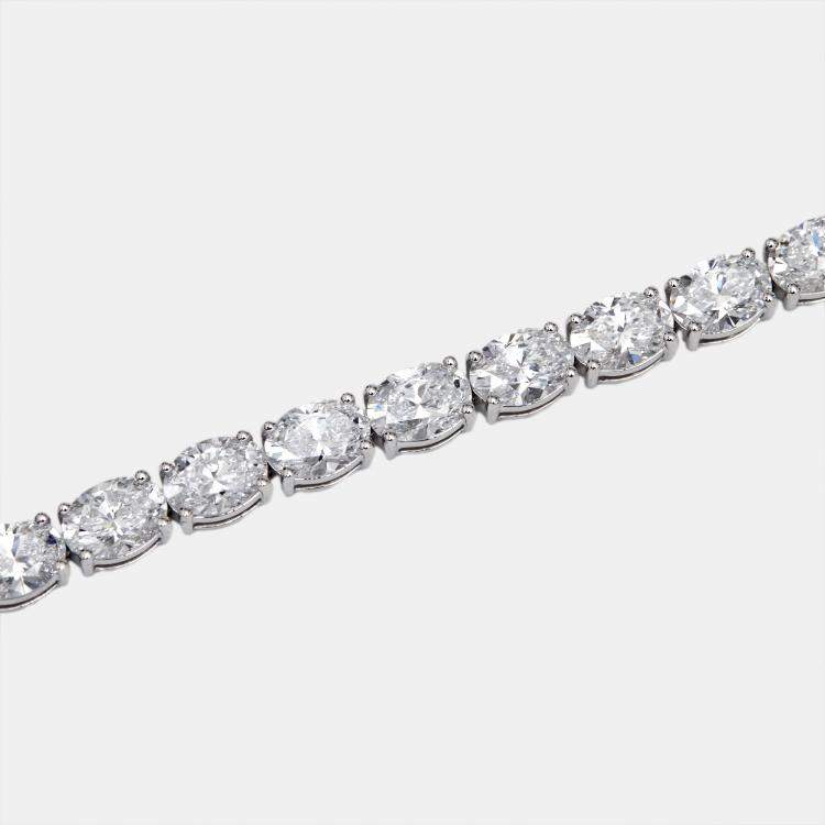 Pre Owned 17 cts Oval Lab Grown Diamonds 18k White Gold Bracelet