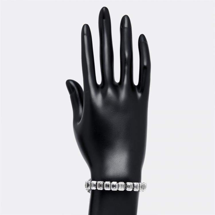 Pre Owned 29.5 cts Emerald Cut Lab Grown Diamonds 18k White Gold Bracelet