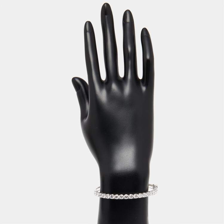 Pre Owned 5.35 cts Round Lab Grown Diamonds 18k White Gold Bracelet