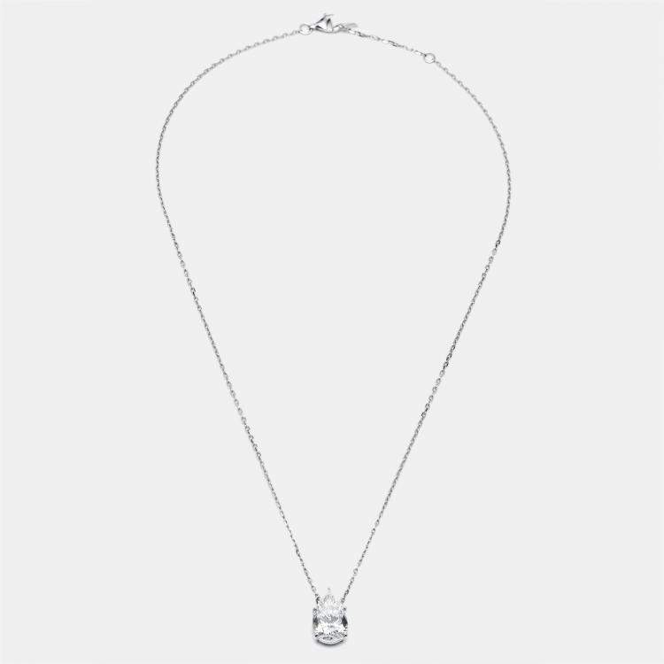Pre Owned 4.00 cts Pear Lab Grown Diamonds 18k White Gold Necklace