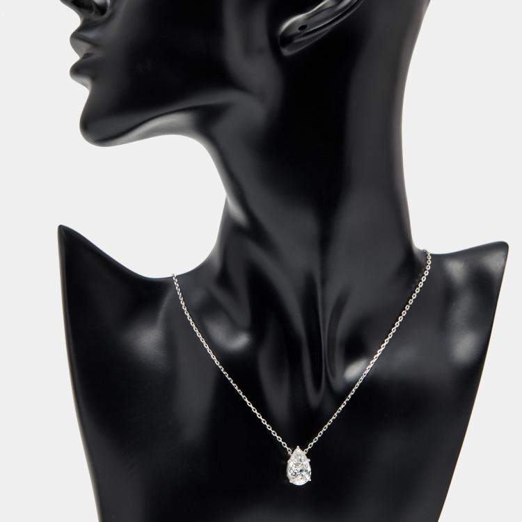Pre Owned 4.00 cts Pear Lab Grown Diamonds 18k White Gold Necklace