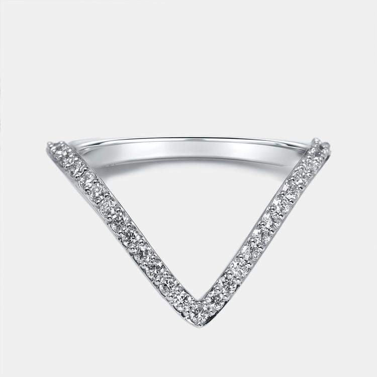 Pre Owned 0.28 cts Round Lab Grown Diamonds 18k White Gold Ring Size 50