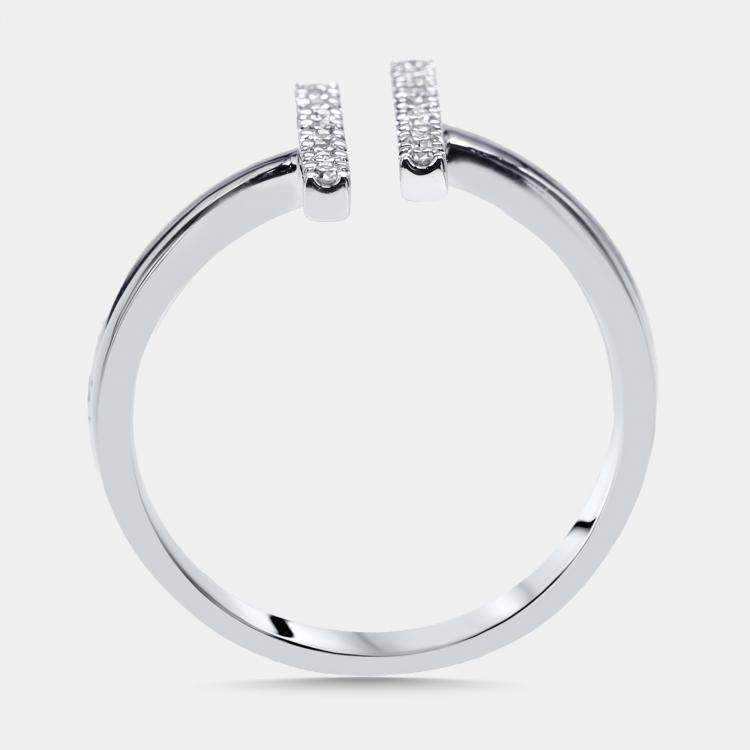 Pre Owned 0.18 cts Round Lab Grown Diamonds 18k White Gold Ring Size 50