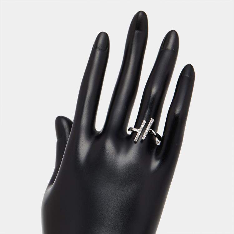 Pre Owned 0.18 cts Round Lab Grown Diamonds 18k White Gold Ring Size 50