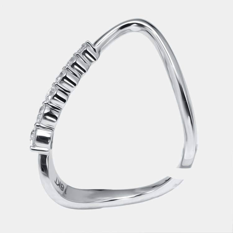 مملوكة مسبقًا 0.35 cts Round Lab Grown Diamonds 18k White Gold Ring Size 51