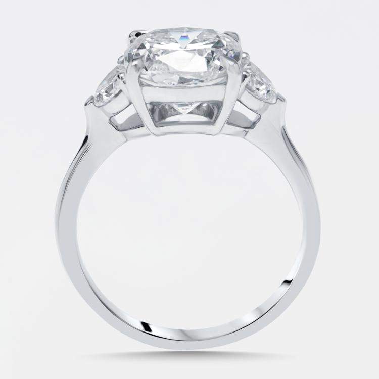 Pre Owned 3.5 cts Cushion, Halfmoon Lab Grown Diamonds 18k White Gold Ring Size 51
