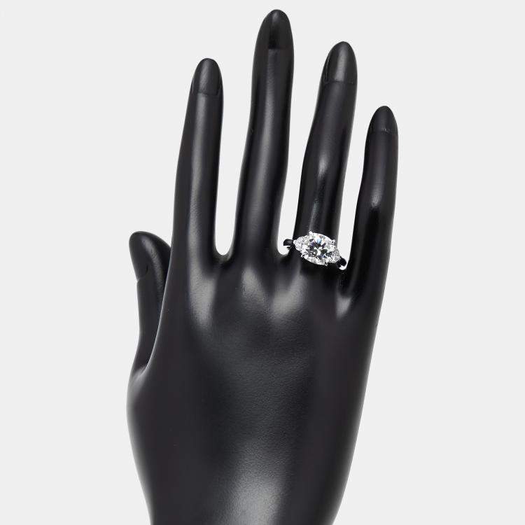 Pre Owned 3.5 cts Cushion, Halfmoon Lab Grown Diamonds 18k White Gold Ring Size 51