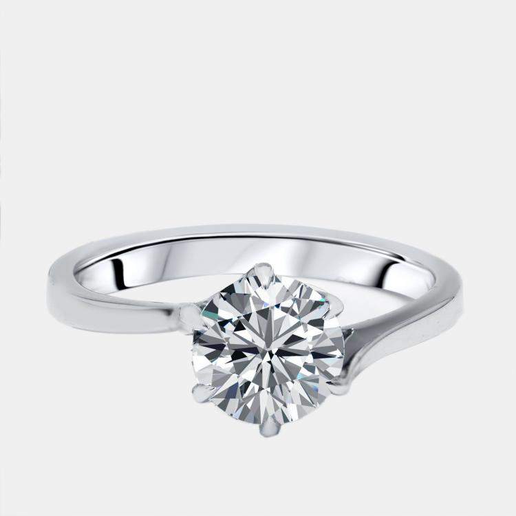 Pre Owned 1.00 cts Round Lab Grown Diamonds 18k White Gold Ring Size 51