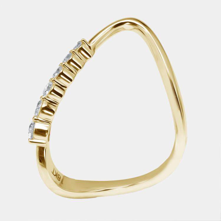 Pre Owned 0.35 cts Round Lab Grown Diamonds 18k Yellow Gold Ring Size 51