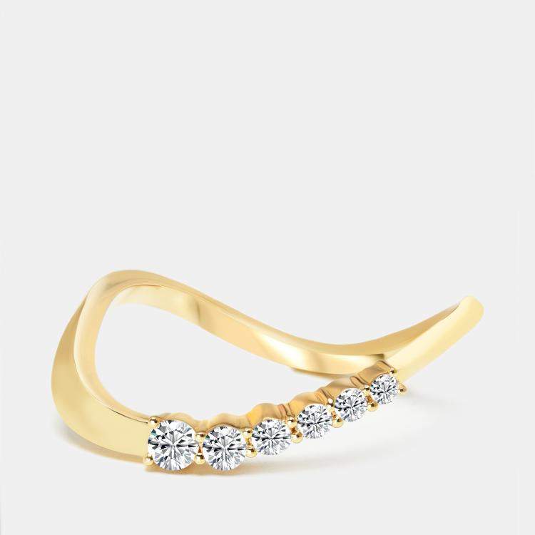 Pre Owned 0.35 cts Round Lab Grown Diamonds 18k Yellow Gold Ring Size 51