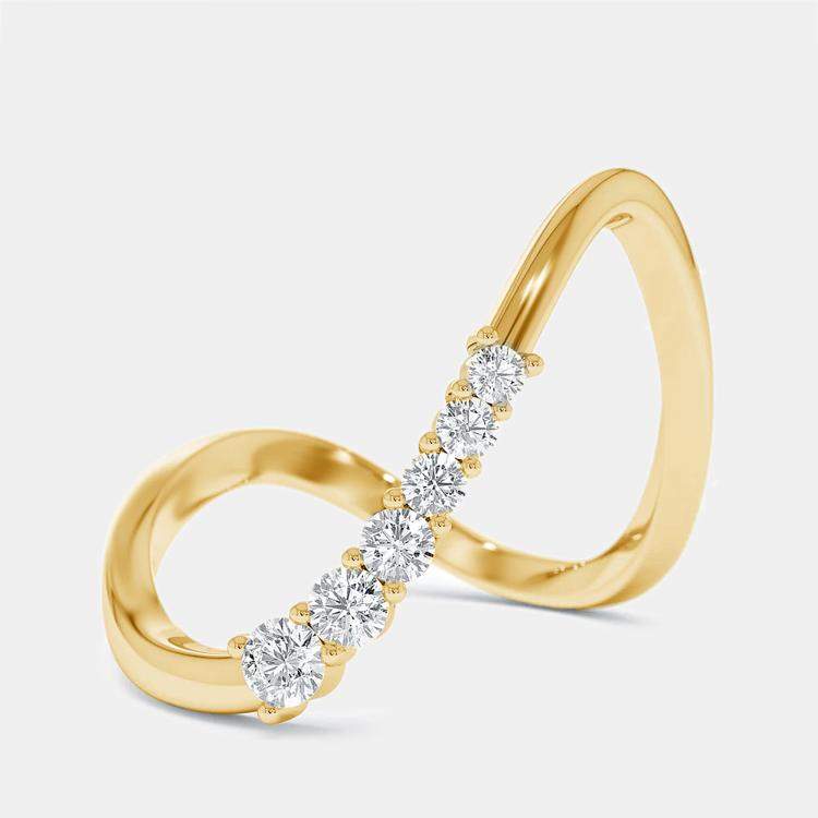 Pre Owned 0.35 cts Round Lab Grown Diamonds 18k Yellow Gold Ring Size 51