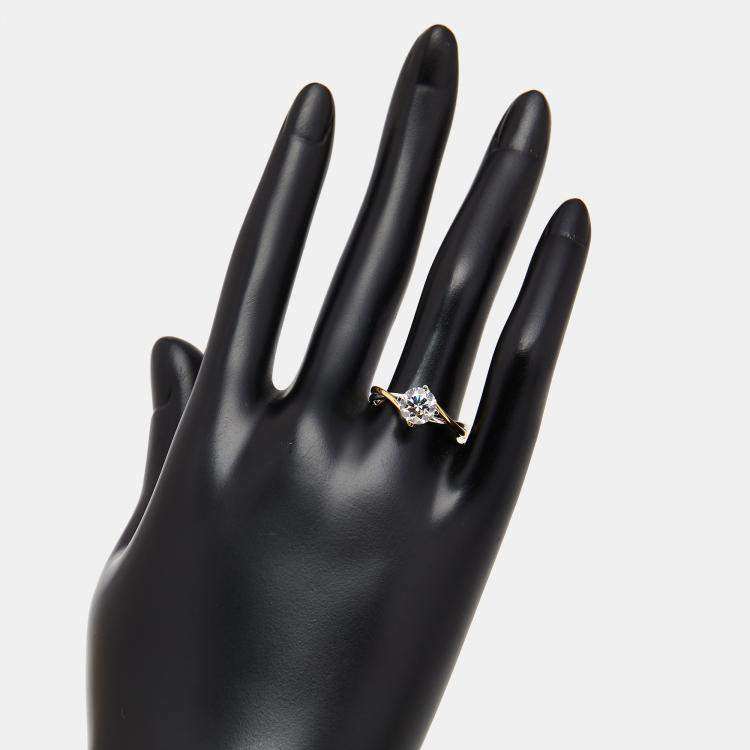 Pre Owned 1.00 cts Round Lab Grown Diamonds 18k Two Tone Gold Ring Size 51