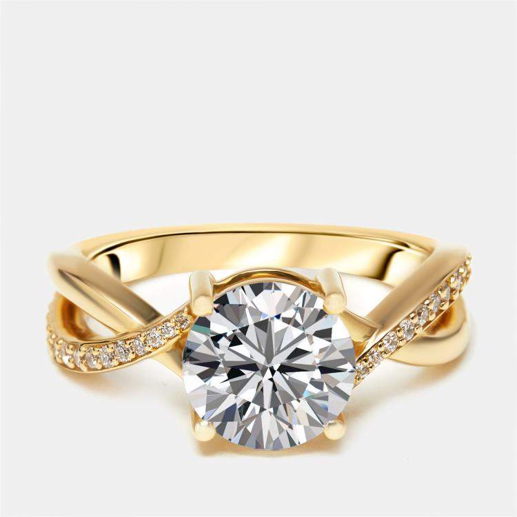 Pre Owned 2.2 cts Round Lab Grown Diamonds 18k Yellow Gold Ring Size 51