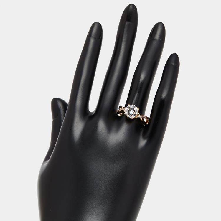 Pre Owned 2.2 cts Round Lab Grown Diamonds 18k Yellow Gold Ring Size 51