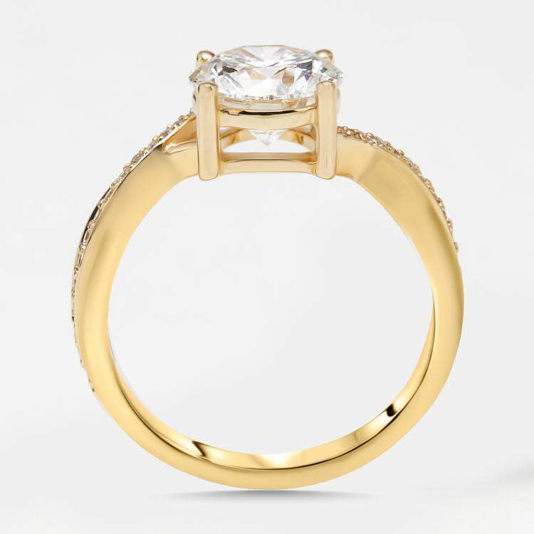 Pre Owned 2.2 cts Round Lab Grown Diamonds 18k Yellow Gold Ring Size 51