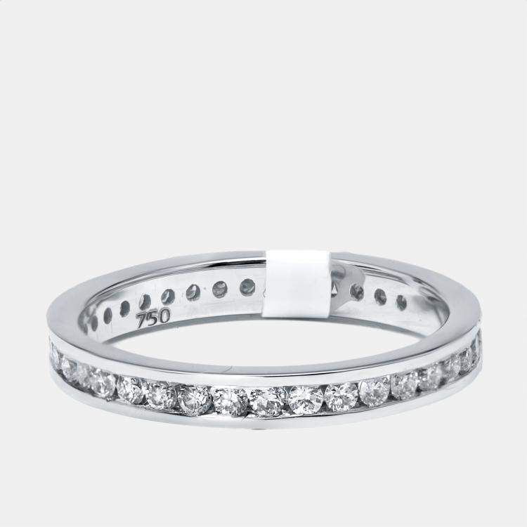 مملوكة مسبقًا 0.63 cts Round Lab Grown Diamonds 18k White Gold Ring Size 51