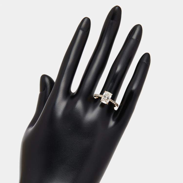 Pre Owned 2.3 cts Radiant, Round Lab Grown Diamonds 18k Yellow Gold Ring Size 51