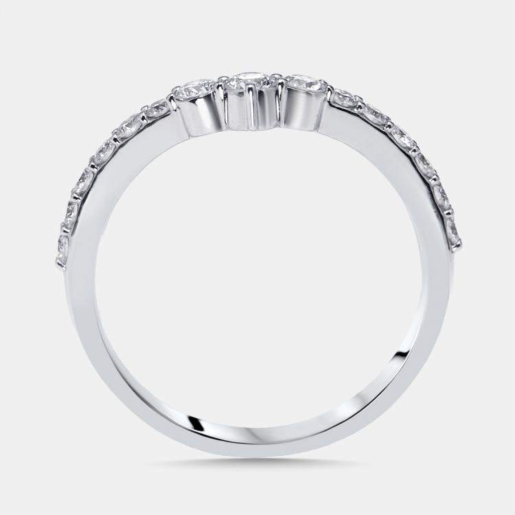 Pre Owned 0.5 cts Round Lab Grown Diamonds 18k White Gold Ring Size 51