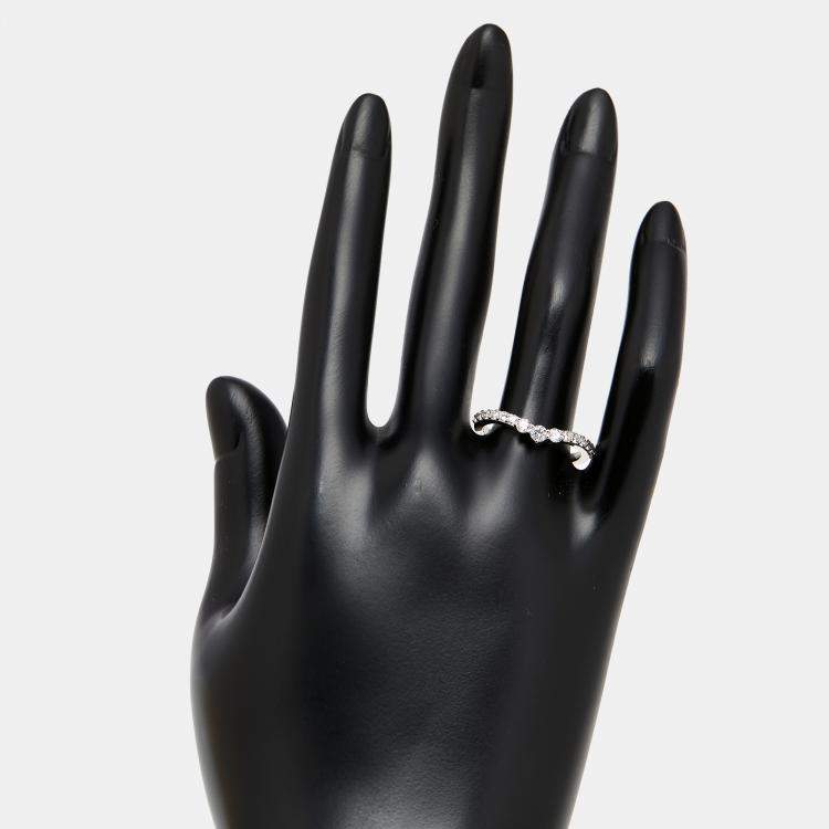 Pre Owned 0.5 cts Round Lab Grown Diamonds 18k White Gold Ring Size 51