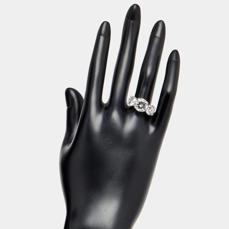 Pre Owned 6 cts Round Lab Grown Diamonds 18k White Gold Ring Size 52