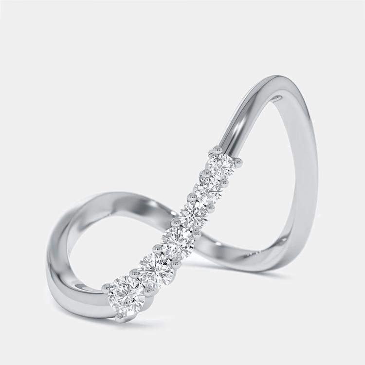 Pre Owned 0.35 cts Round Lab Grown Diamonds 18k White Gold Ring Size 52