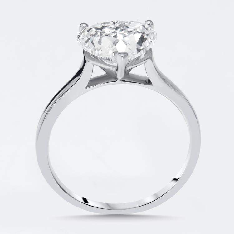 Pre Owned 3 cts Heart Lab Grown Diamonds 18k White Gold Ring Size 52