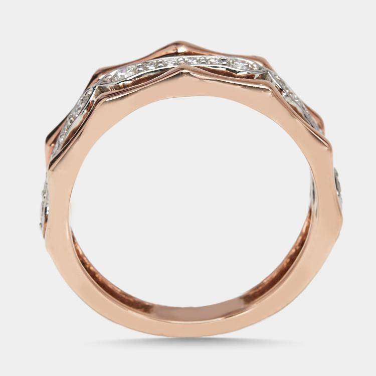 Pre Owned 0.33 cts Round Lab Grown Diamonds 18k Two Tone Gold Ring Size 52