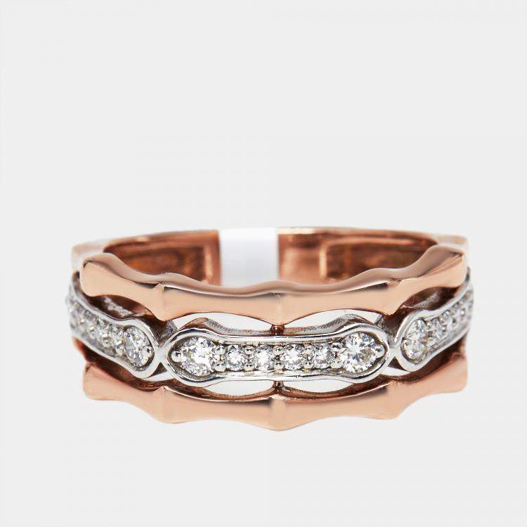 Pre Owned 0.33 cts Round Lab Grown Diamonds 18k Two Tone Gold Ring Size 52