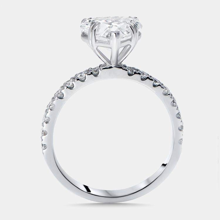 Pre Owned 2.4 cts Heart, Round Lab Grown Diamonds 18k White Gold Ring Size 52