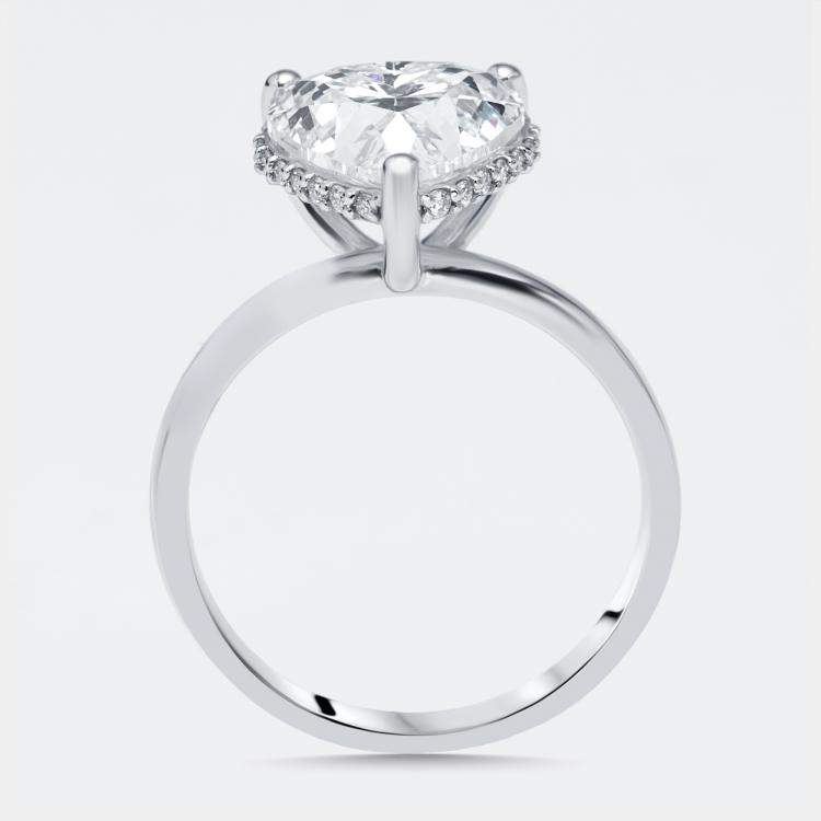 Pre Owned 3.1 cts Heart, Round Lab Grown Diamonds 18k White Gold Ring Size 52