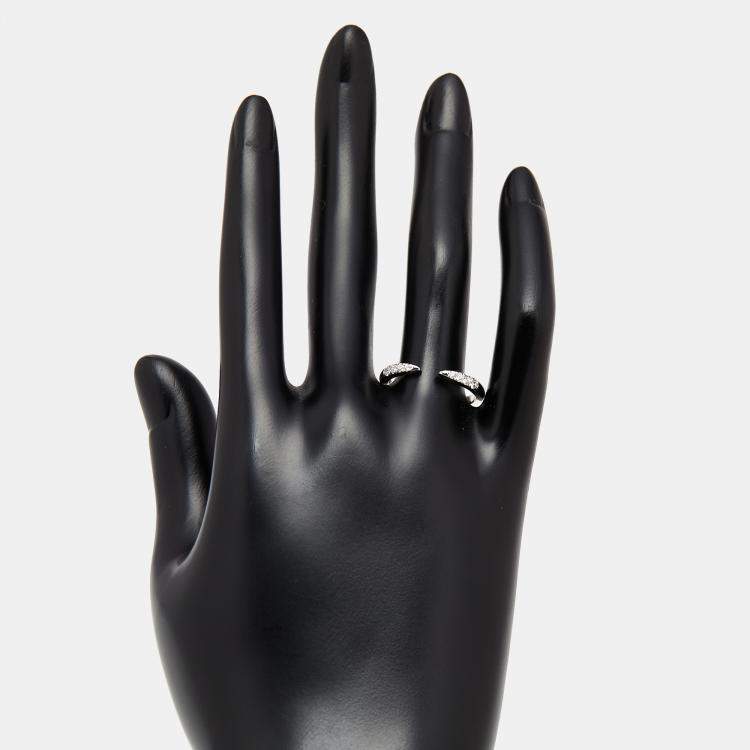 Pre Owned 0.17 cts Round Lab Grown Diamonds 18k White Gold Ring Size 52