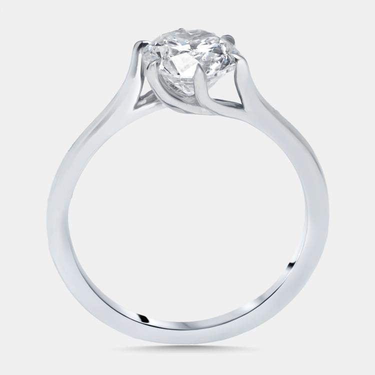 Pre Owned 1.00 cts Round Lab Grown Diamonds 18k White Gold Ring Size 52