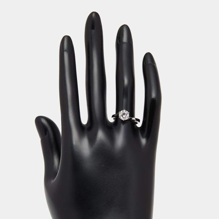 Pre Owned 1.00 cts Round Lab Grown Diamonds 18k White Gold Ring Size 52