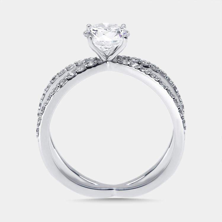 Pre Owned 1.4 cts Round Lab Grown Diamonds 18k White Gold Ring Size 52