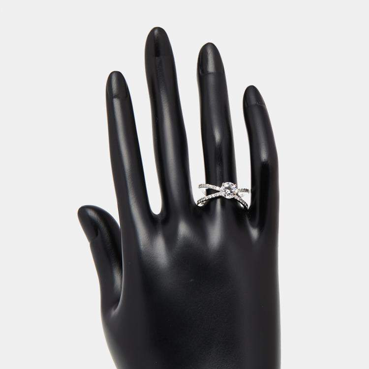 Pre Owned 1.4 cts Round Lab Grown Diamonds 18k White Gold Ring Size 52