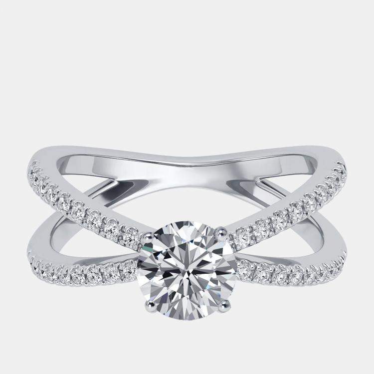 Pre Owned 1.4 cts Round Lab Grown Diamonds 18k White Gold Ring Size 52