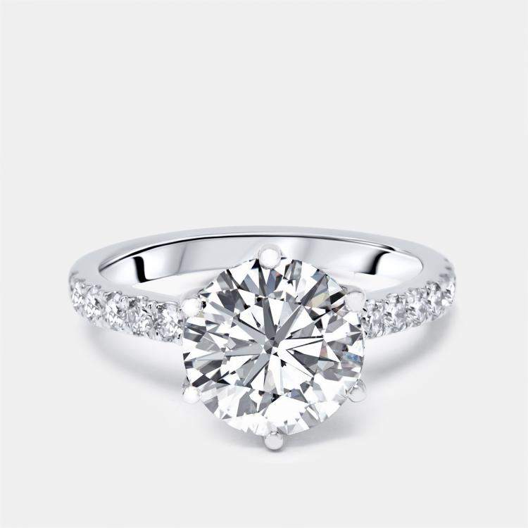 Pre Owned 3.5 cts Round Lab Grown Diamonds 18k White Gold Ring Size 52