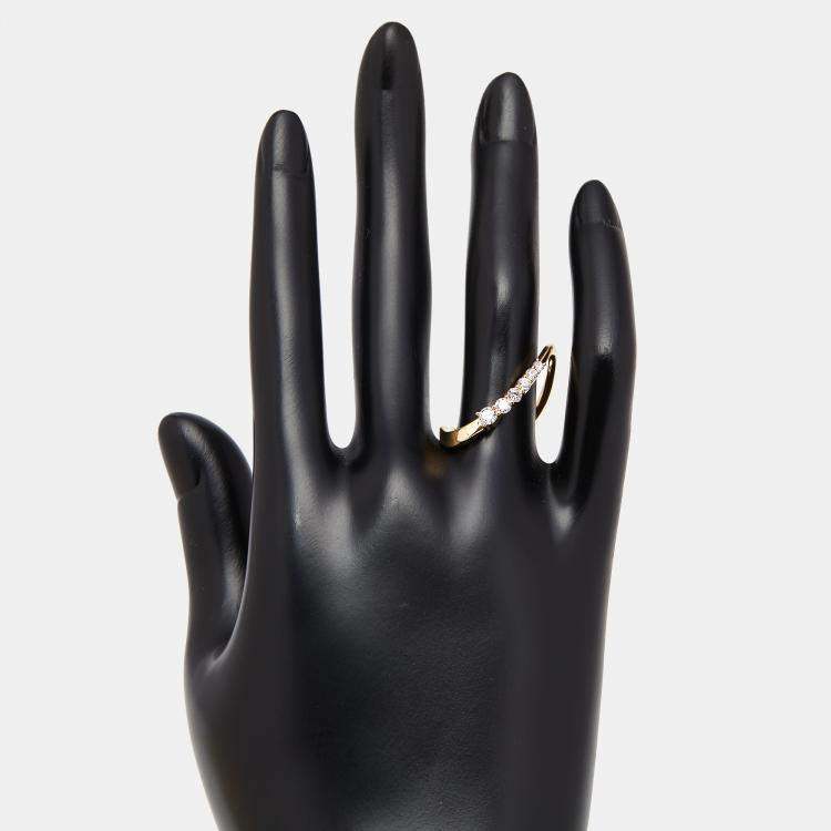 Pre Owned 0.35 cts Round Lab Grown Diamonds 18k Yellow Gold Ring Size 52