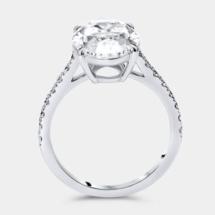 Pre Owned 4.1 cts Oval. Round Lab Grown Diamonds 18k White Gold Ring Size 52