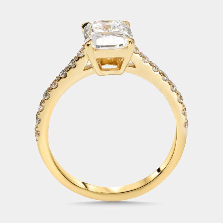 Pre Owned 2.3 cts Radiant, Round Lab Grown Diamonds 18k Yellow Gold Ring Size 52