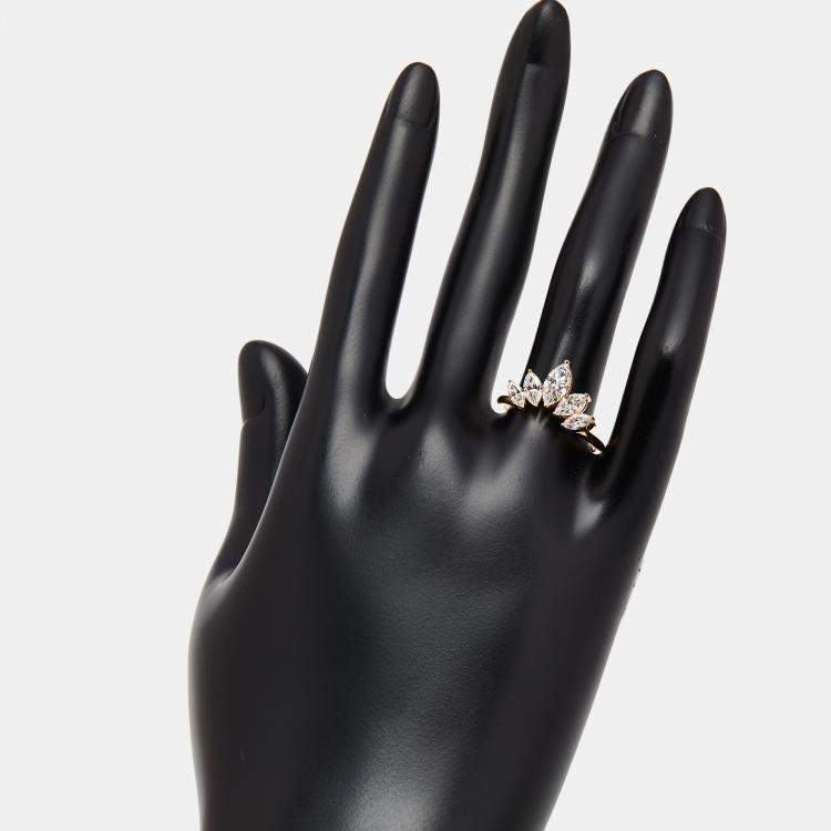 Pre Owned 1 cts Marquise Lab Grown Diamonds 18k Yellow Gold Ring Size 52