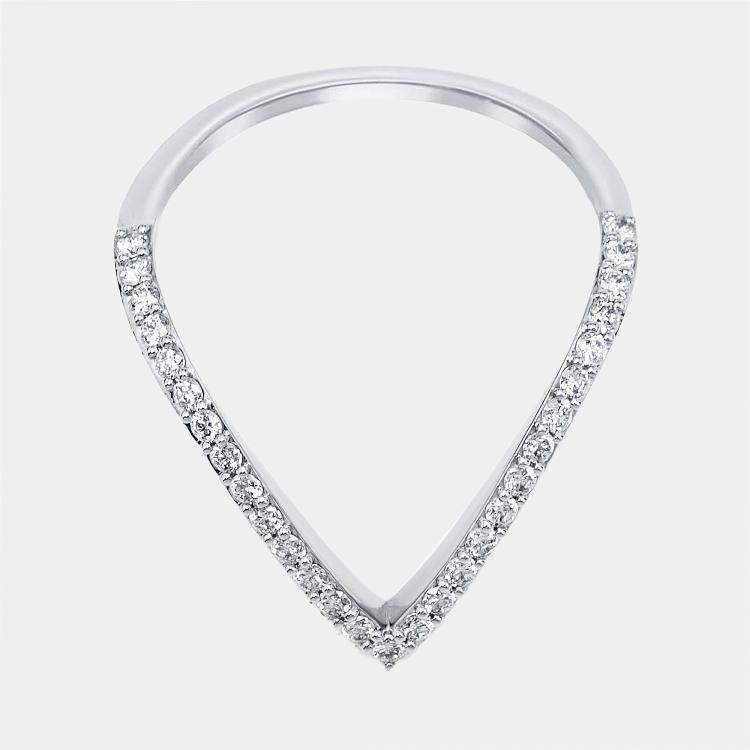 Pre Owned 0.28 cts Round Lab Grown Diamonds 18k White Gold Ring Size 52