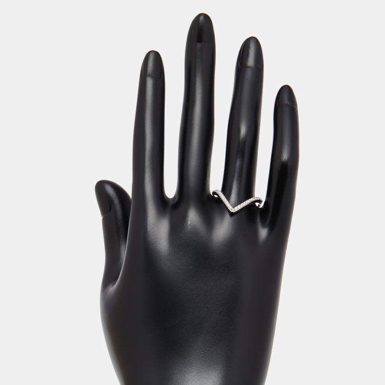 Pre Owned 0.28 cts Round Lab Grown Diamonds 18k White Gold Ring Size 52