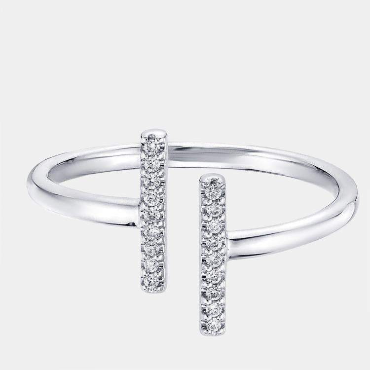 Pre Owned 0.18 cts Round Lab Grown Diamonds 18k White Gold Ring Size 52