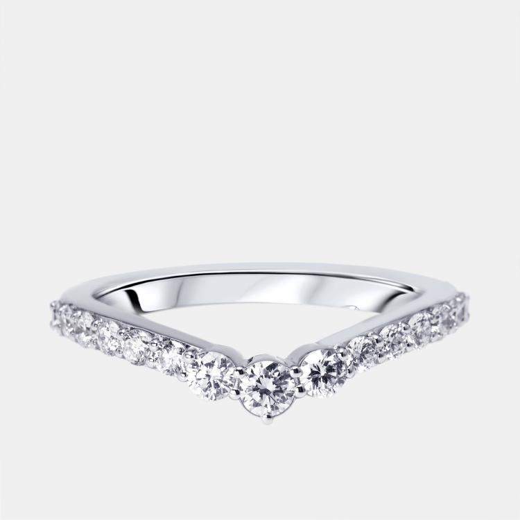 Pre Owned 0.5 cts Round Lab Grown Diamonds 18k White Gold Ring Size 52