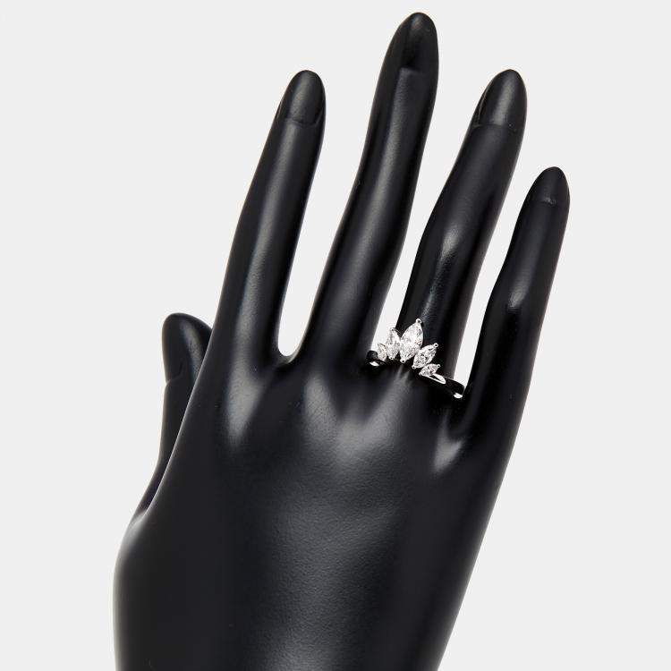 Pre Owned 1 ct Marquise Lab Grown Diamonds 18k White Gold Ring Size 52