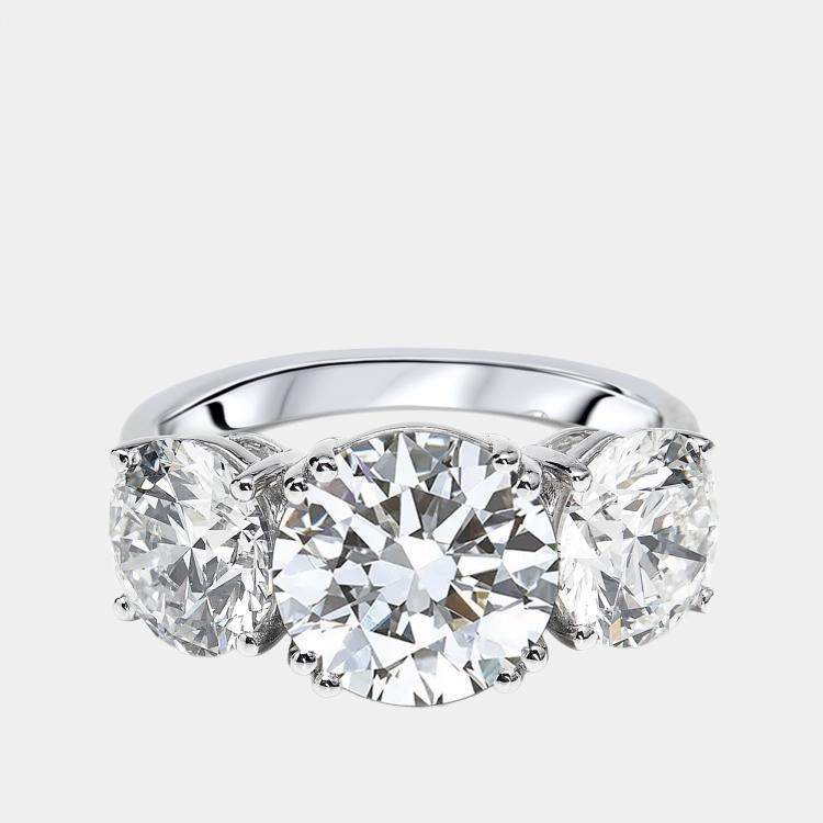 Pre Owned 6 cts Round Lab Grown Diamonds 18k White Gold Ring Size 53