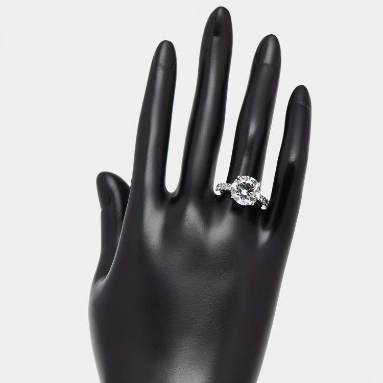 Pre Owned 5.5 cts Round Lab Grown Diamonds 18k White Gold Ring Size 53