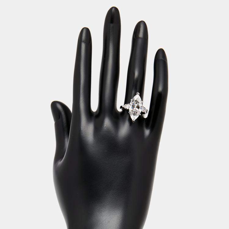 Pre Owned 5.5 cts Marquise, Pear Lab Grown Diamonds 18k White Gold Ring Size 53